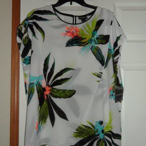 Fun Tropical Lightweight Summer Blouse by Liz Claiborne XL New With Tags